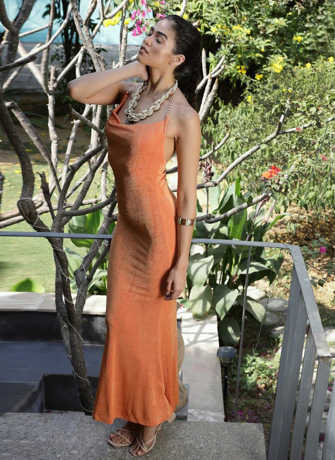 PRIZO PRIZO Halter Neck Bodycon Backless Maxi Dress